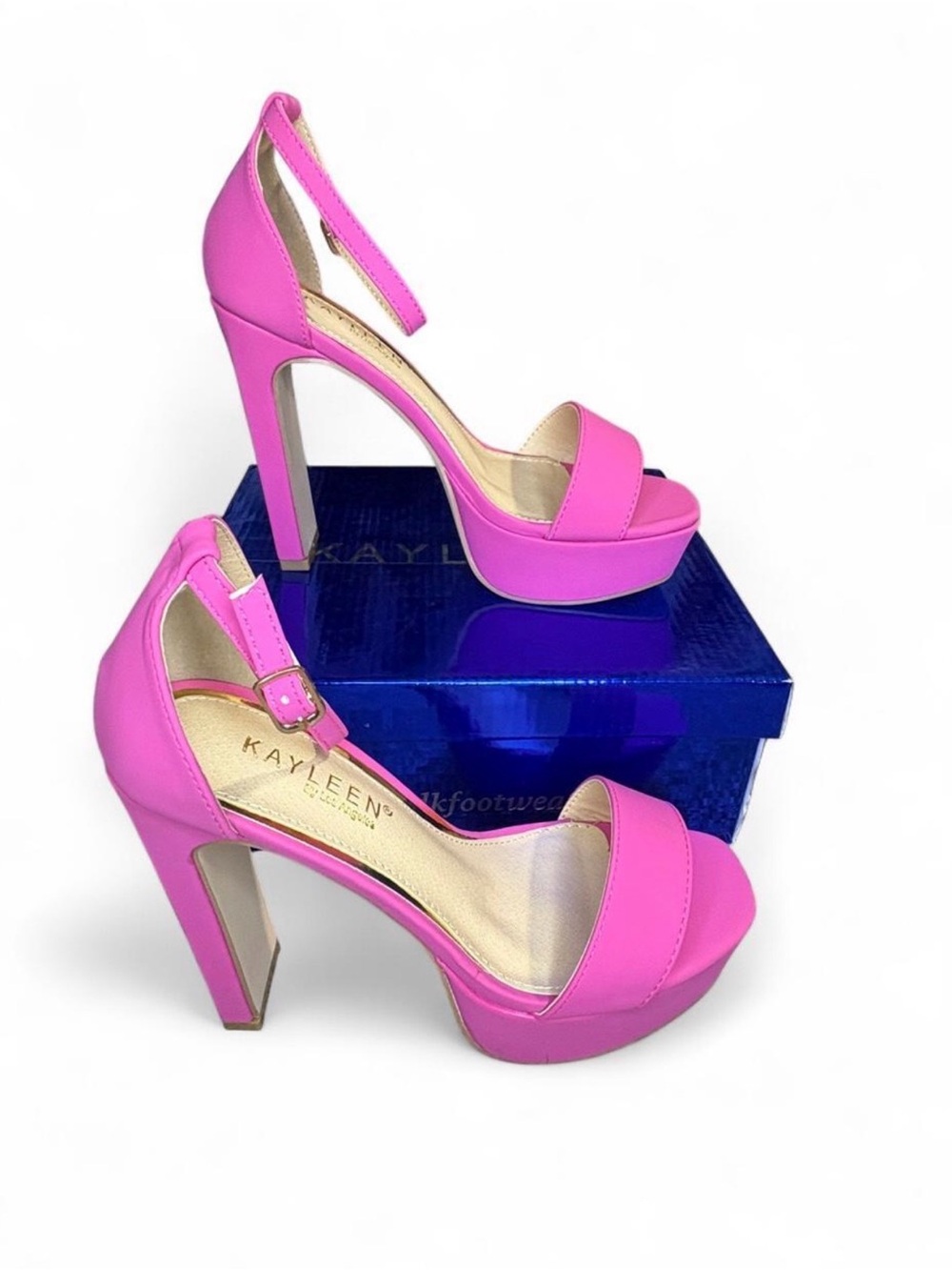 KAYLEEN By Los Angeles Hot Pink Platform Ankle-Strap Heels